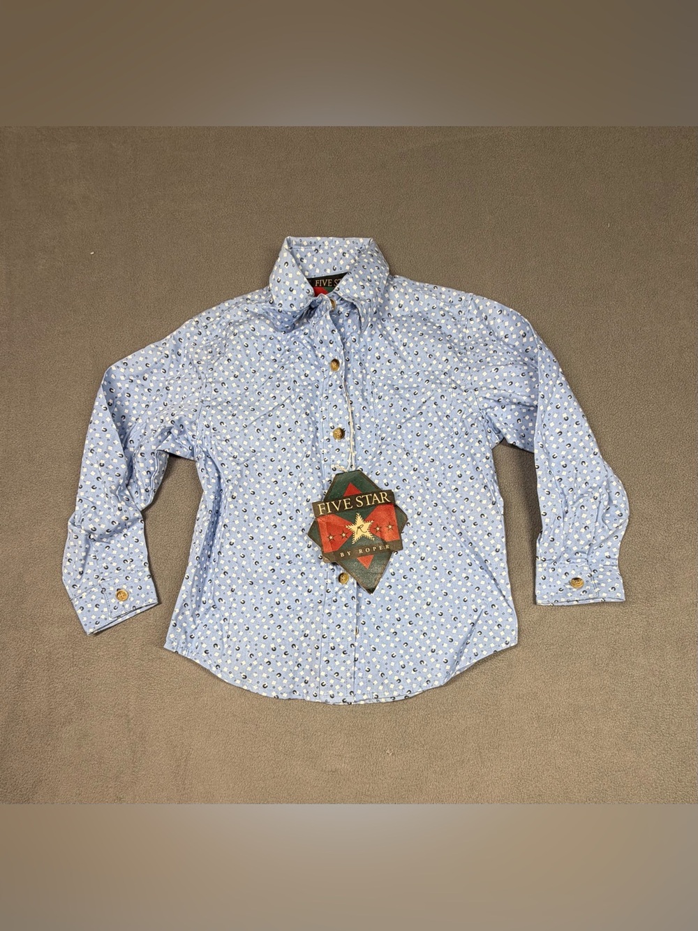 Five Star by Roper Light Blue Long-Sleeve Button-Down Horseshoes
